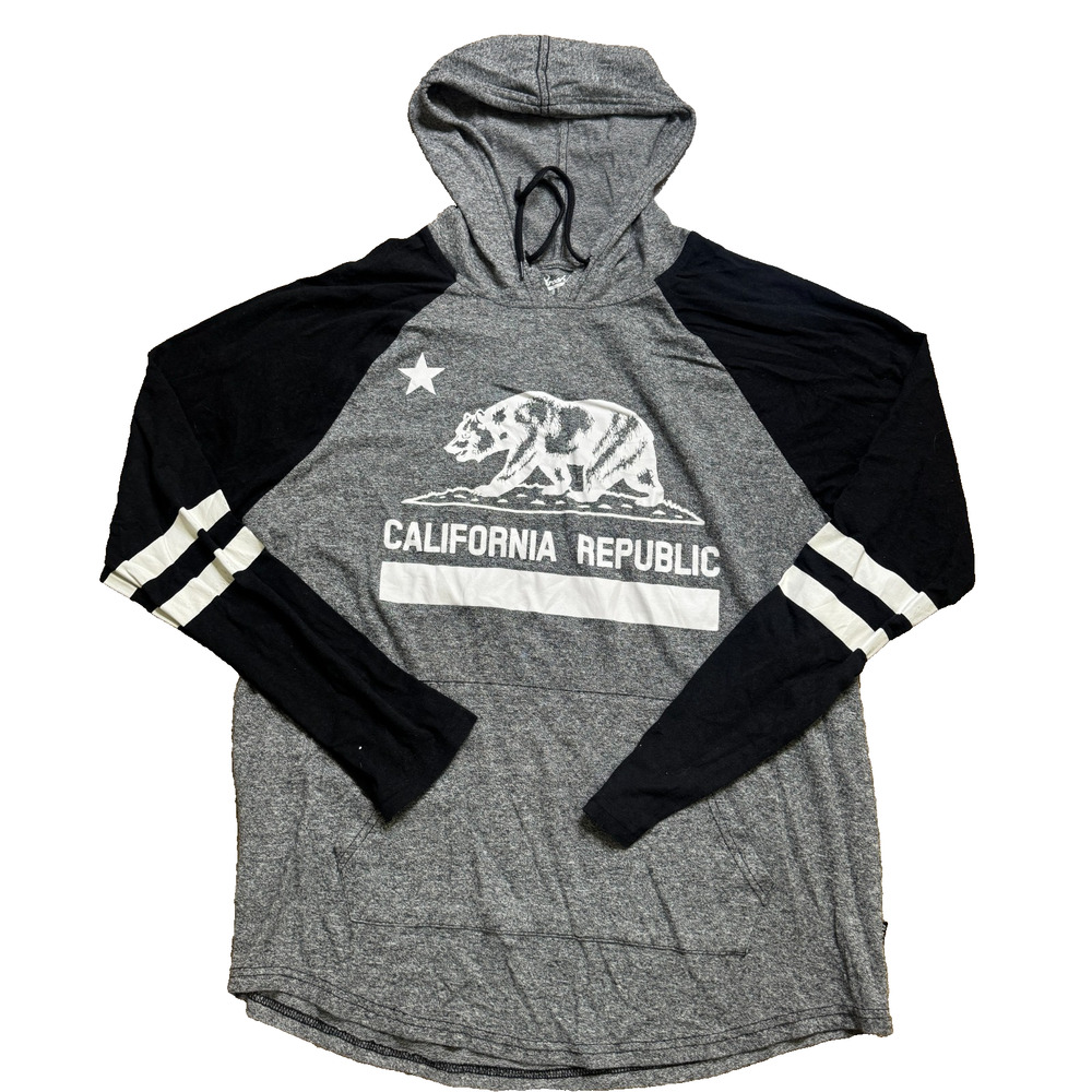 Brooklyn Cloth California Republic Hoodie Mens 2XL Gray Raglan Long Sleeve Shirt